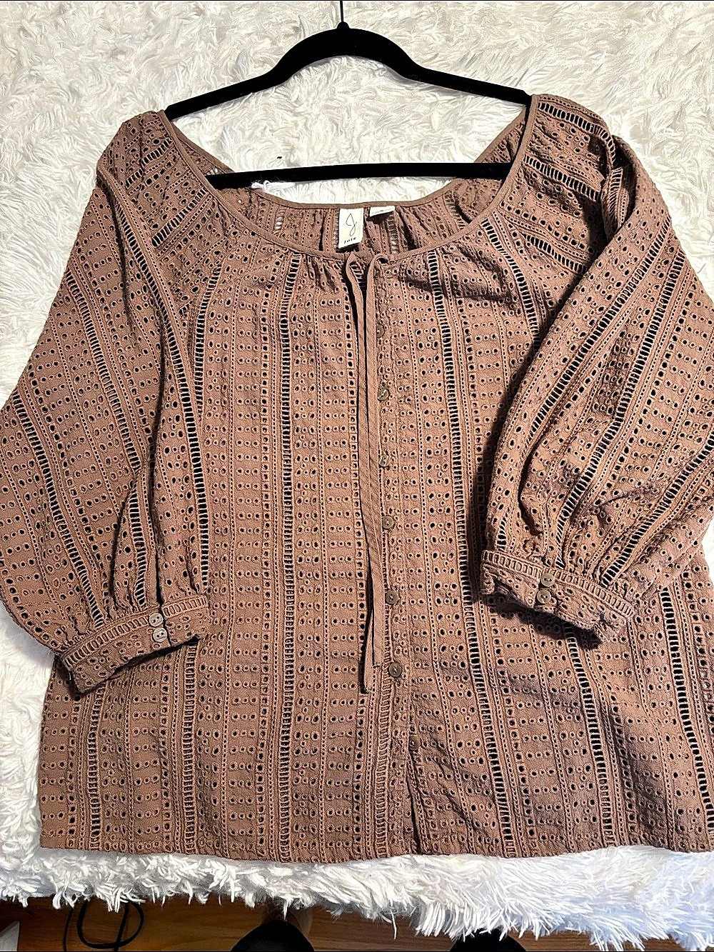 joie Eyelet Blouse in Brown Size Small Like New